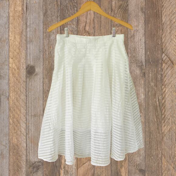 Anthropologie Leifsdottir Shadow Stripe Midi Skirt in Whte Size 6 - Picture 10 of 11